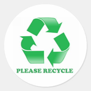 Please Recycle. Recycling Awareness. Go Green. Classic Round Sticker