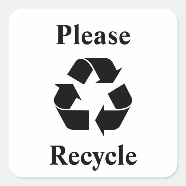 Please Recycle with Recycling Symbol Square Sticker (Front)