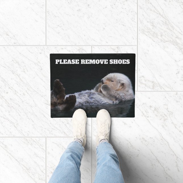Please Remove Shoes Bathing Sea Otter Doormat (Indoor)