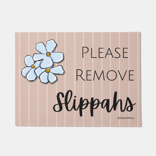 PLEASE REMOVE SLIPPAHS - Plumeria - Door Mat Rug (Front)