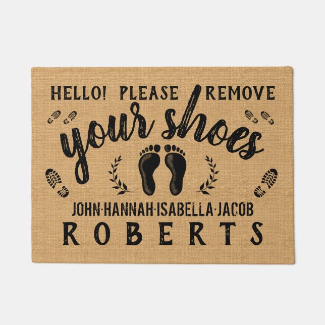 Please Remove Your Shoes Farmhouse Rustic Custom Doormat (Front)