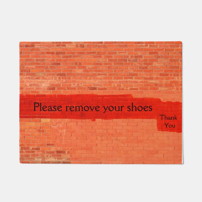 "Please remove your shoes. Thank you" Fun Unique Doormat (Front)