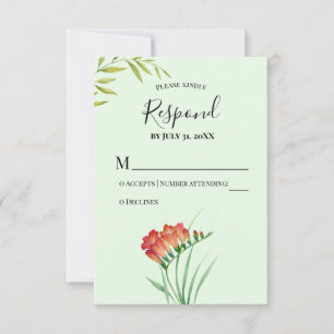 Please Respond Watercolor Orange Crocosmia Lucifer RSVP Card