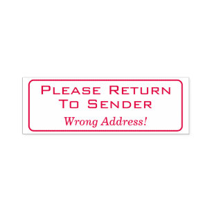 "Please Return To Sender" Rubber Stamp