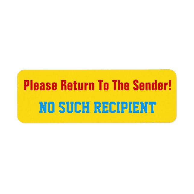"Please Return To The Sender!" "NO SUCH RECIPIENT" (Front)