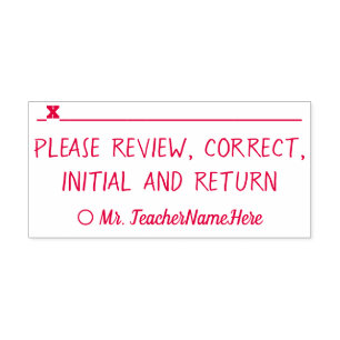 "Please review, correct, initial and return" Self-inking Stamp