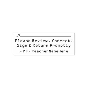 "Please Review, Correct, Sign & Return Promptly" Self-inking Stamp