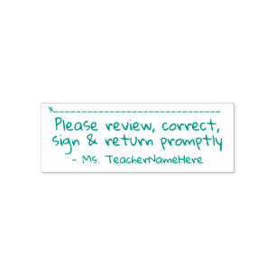"Please review, correct, sign & return promptly" Self-inking Stamp