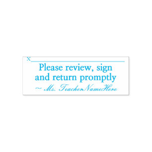 "Please review, sign and return promptly" Self-inking Stamp