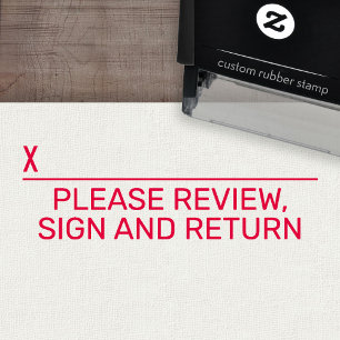 Please Review Sign Return with x signing line Self-inking Stamp
