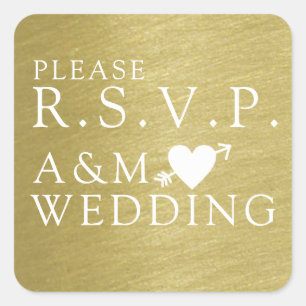 please RSVP elegant faux gold wedding Square Sticker