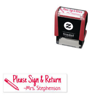 Please Sign and Return Personalized Teacher Parent Self-inking Stamp