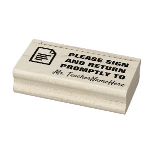"PLEASE SIGN AND RETURN PROMPTLY TO" Rubber Stamp