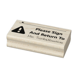 "Please Sign And Return To" & Custom Name Rubber Stamp