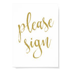 Please Sign Gold Glitter Wedding 8x10 Sign
