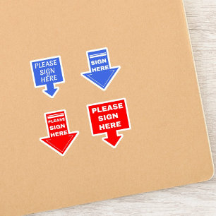 Please Sign Here (Signature Arrow) Blue Red