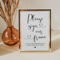 Please Sign Our Frame Heart Script Wedding Sign