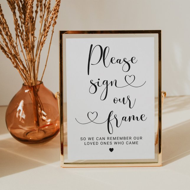 Please Sign Our Frame Heart Script Wedding Sign Invitation (Creator Uploaded)