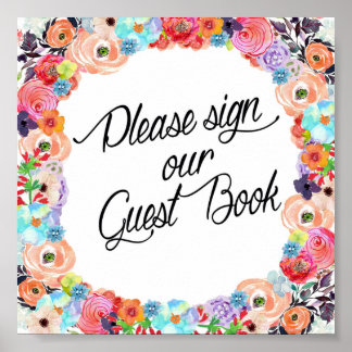 Please Sign Our Guest Book Floral Printout