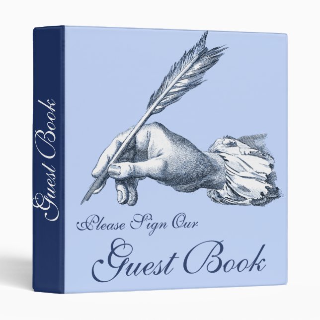 Please Sign Our Guest Book - Hand with Quill Pen Binder (Front/Spine)