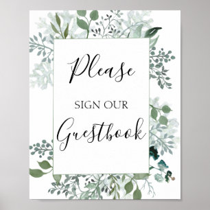 Please Sign Our Guest book Leaves Greenery Foliage
