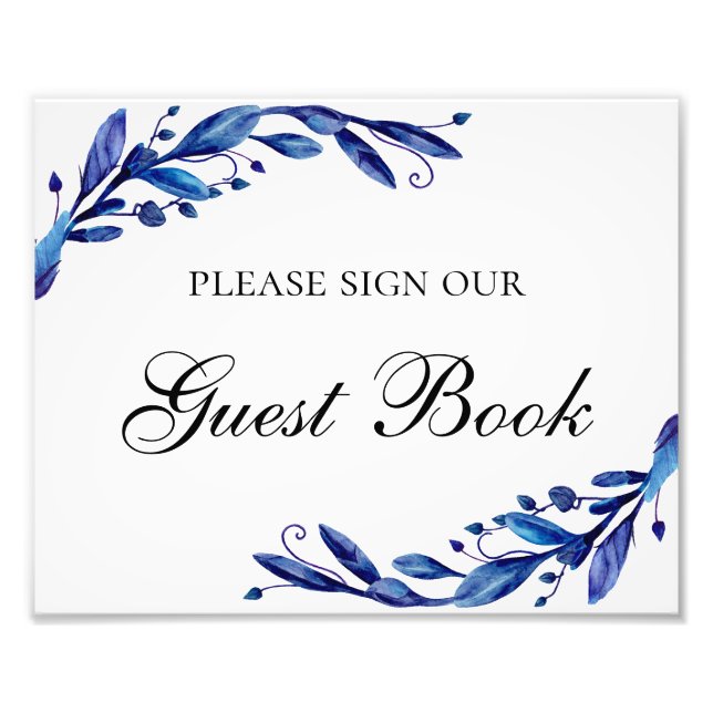 Please sign our guest book poster. Blue wedding (Front)