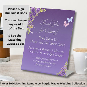 Please Sign Our Guest Book Purple Mauve Flowers