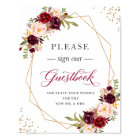 Please Sign Our Guestbook Burgundy Floral Frame