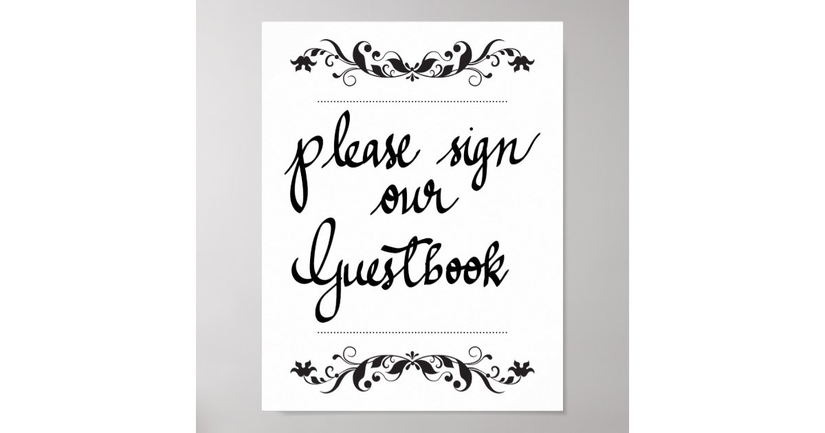 Please Sign Our Guestbook Calligraphy Wedding | Zazzle.ca