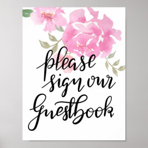 Please Sign Our Guestbook Script Floral Wedding