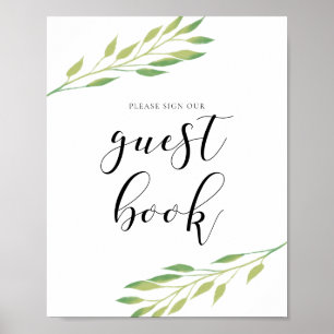 Please sign our guestbook Watercolor leaves sign