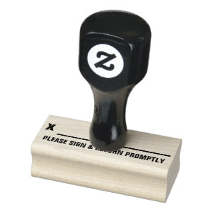 "PLEASE SIGN & RETURN PROMPTLY" Rubber Stamp