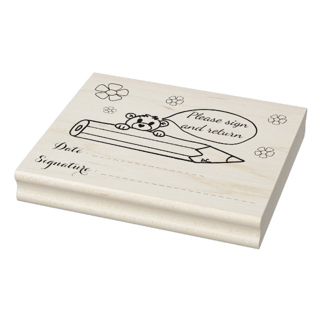 "Please sign & return" teacher rubber stamp (Stamp)
