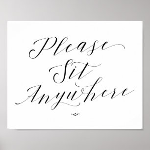 Please Sit Anywhere Script Reception Dinner Sign