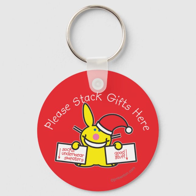 Please Stack Gifts Here Keychain (Front)