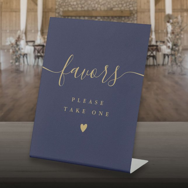 Please Take A Favor Navy Blue Gold Modern Script Pedestal Sign (Please Take A Favour Navy Blue Gold Modern Script Pedestal Sign)