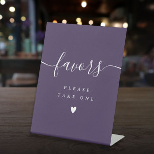Please Take A Favor Purple Modern Script Pedestal Sign