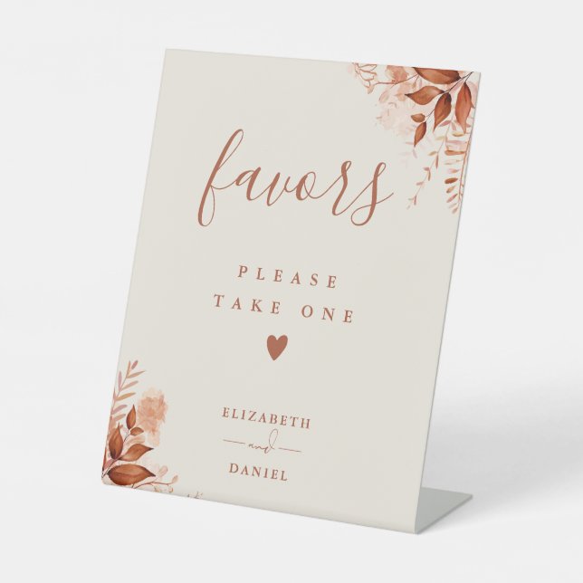 Please Take A Favour Autumn Fall Rustic Floral Pedestal Sign (Front)