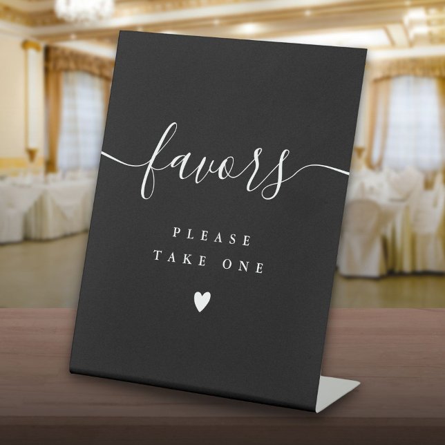 Please Take A Favour Black And White Modern Script Pedestal Sign (Please Take A Favor Black And White Modern Script Pedestal Sign)