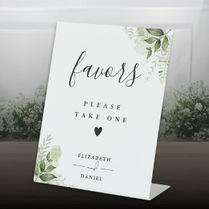 Please Take A Favour Elegant Floral Greenery Pedestal Sign