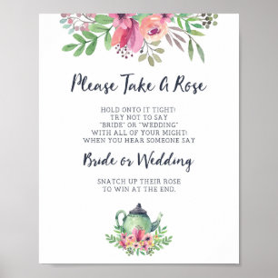 Please Take A Rose Bridal Shower Game Sign