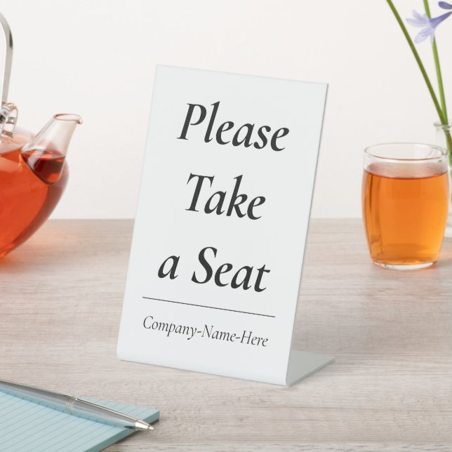 "Please Take a Seat" + Customized Name Pedestal Sign (In SItu)