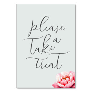 Please Take a Treat Minimalist Pink Lotus Table Number