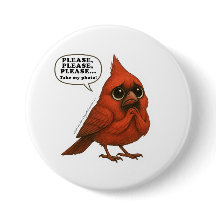 Please Take My Photo Funny Cardinal Bird Pin Butto