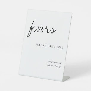 Please Take One Modern Simple Wedding Favours Pedestal Sign