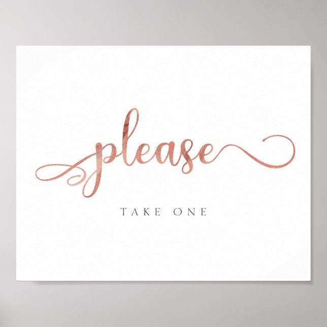 Please take one | Rose gold Favors Wedding Sign (Front)