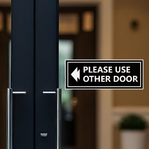 Please Use Other Door Sign With Arrow Black