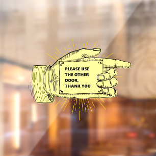 Please Use The Other Door Hand Pointing Right Window Cling