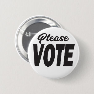 Please Vote simple black and white Button