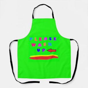 Please wash up design lime green with words apron